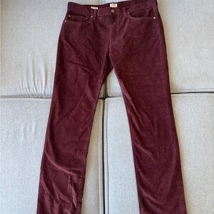 J. Crew Men's Deep Red Corduroy Pants - 484 Slim - 35 X 32